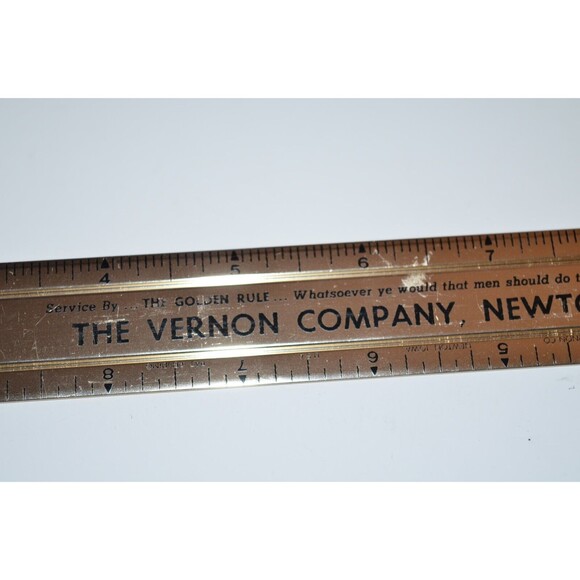 Vtg Vernon company Newton Iowa Advertising Metal 12" Ruler - Picture 3 of 5
